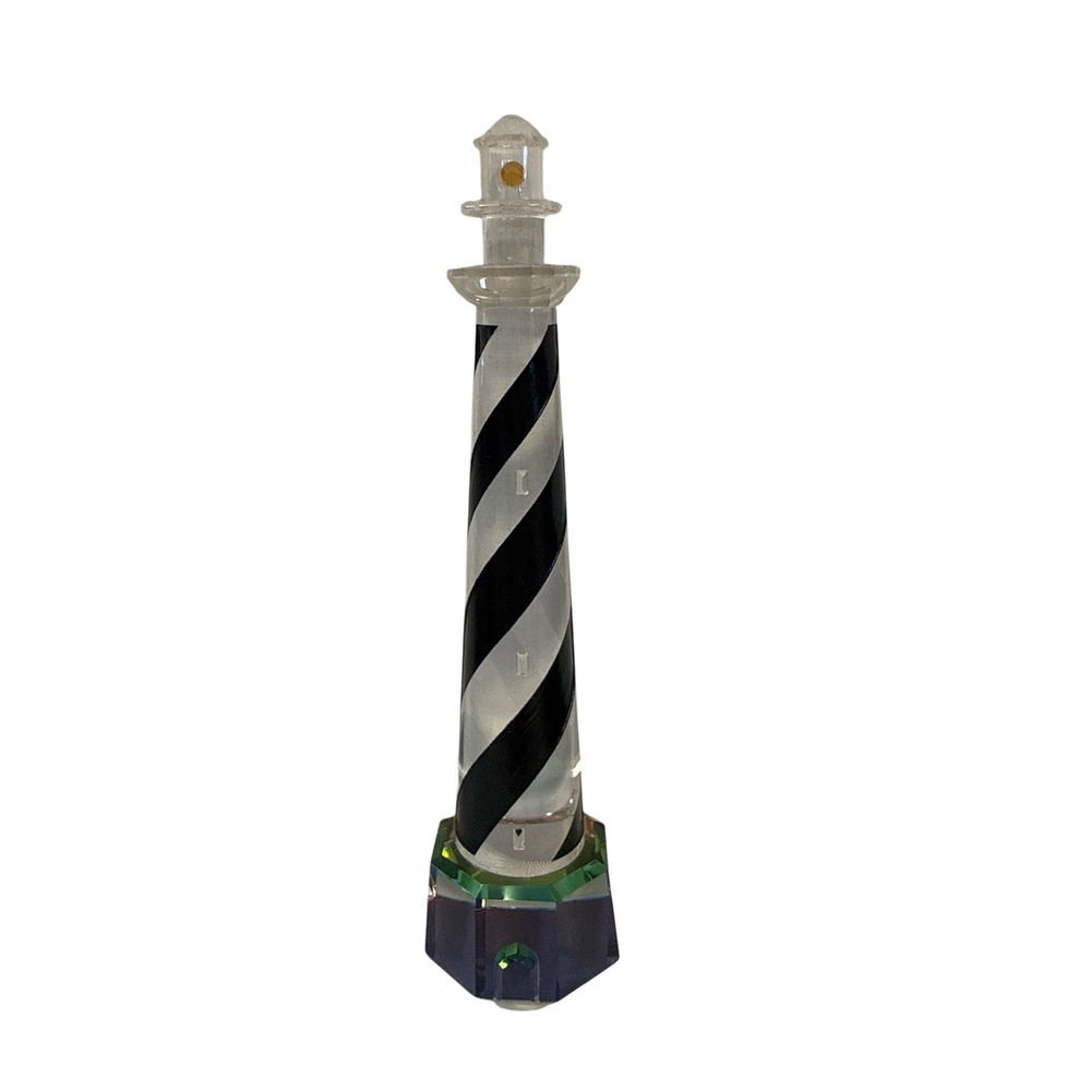 Crystal World Vistalight Cape Hatteras Lighthouse NC Black White Figurine